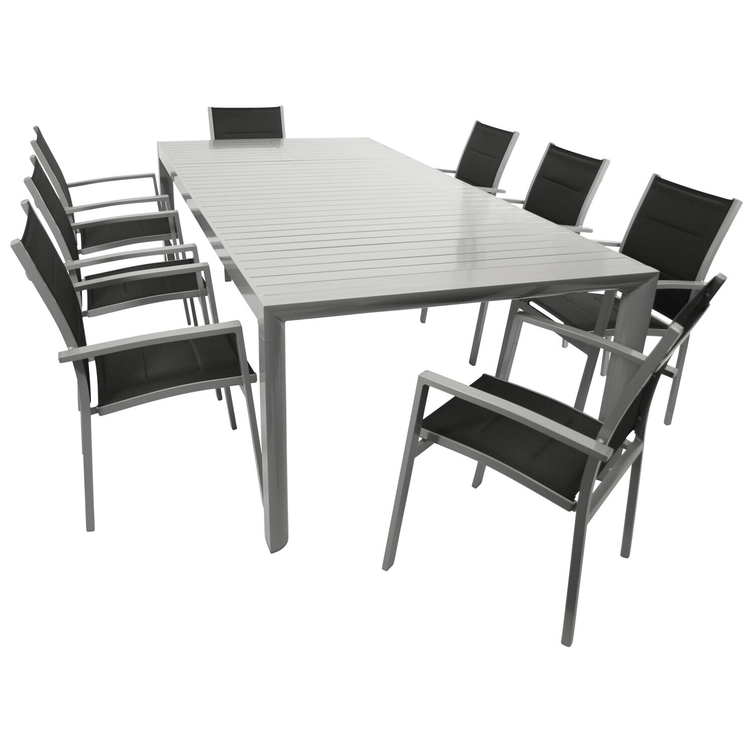 DEGAMO Garnitur BAGO XL 9-teilig, Alu + Kunstgewebe schwarz 