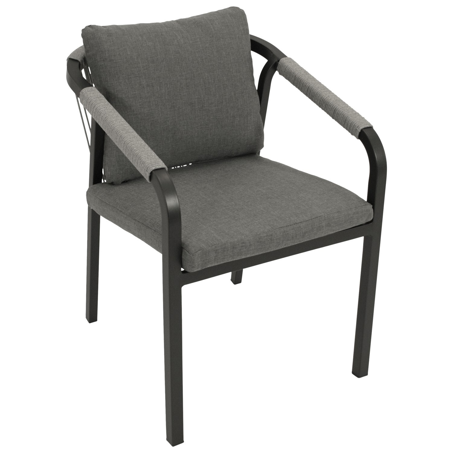 DEGAMO Stapelsessel LYON,  Aluminium anthrazit + Rope grau, 4 St&uuml;ck 