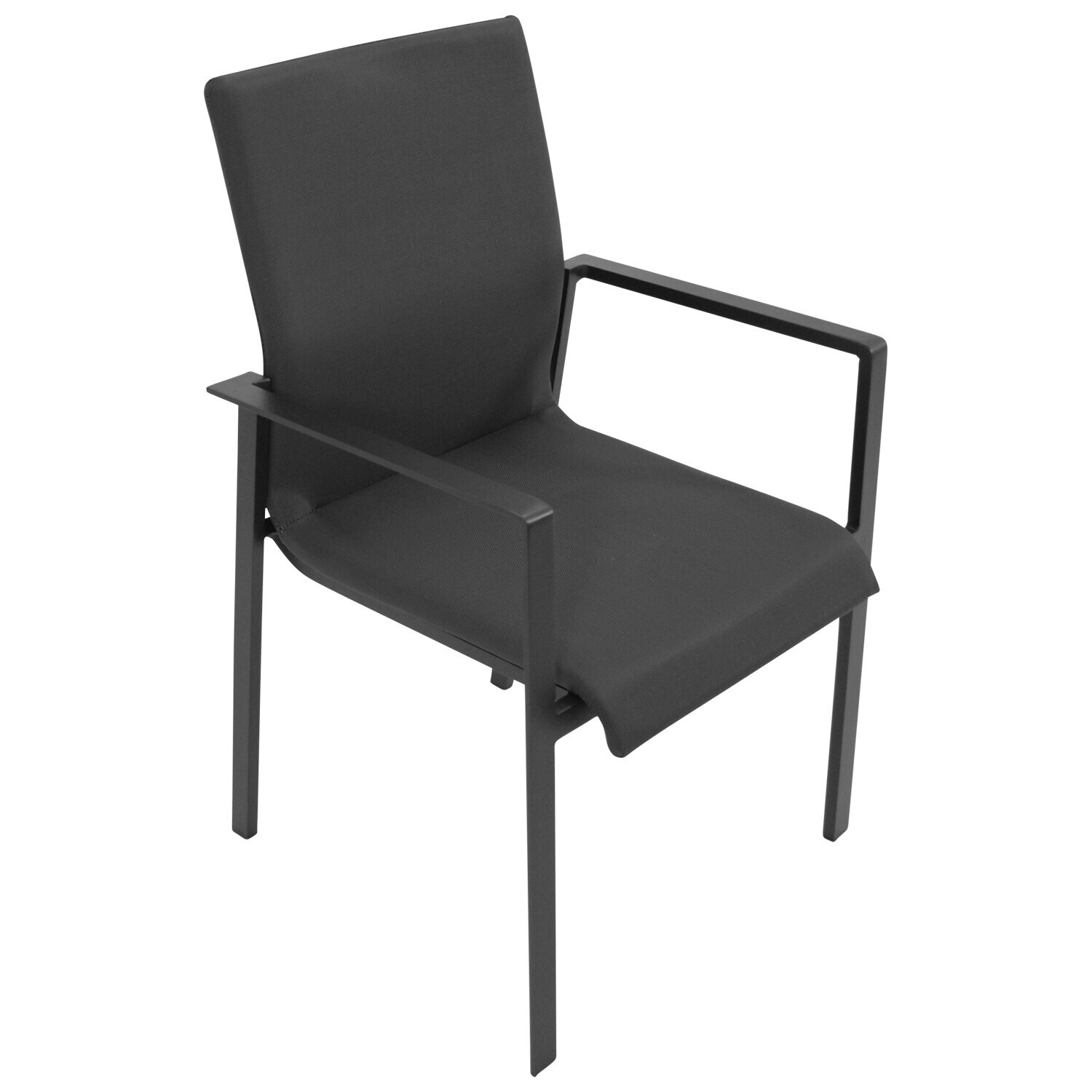 DEGAMO Stapelsessel ALMADA, Aluminium anthrazit + Kunstgewebe schnellstrocknend grau, 4 St&uuml;ck 