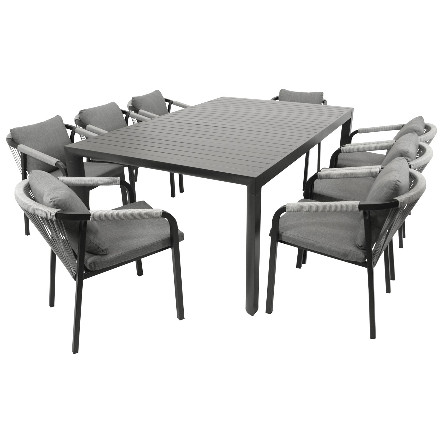 DEGAMO Garnitur LAGOS XL 9-teilig, Alu + Rope grau 