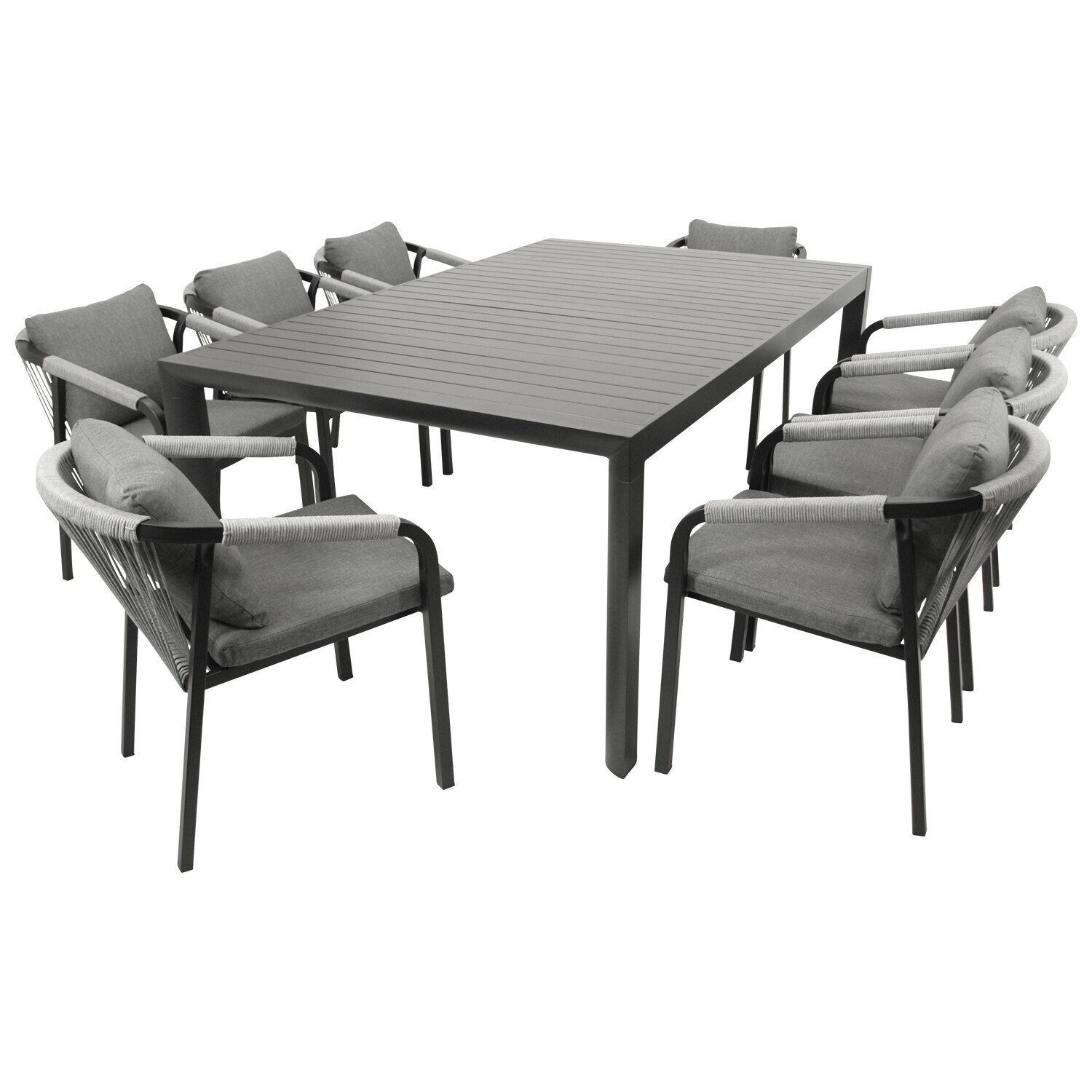 Garnitur LAGOS XL 9-teilig, Alu + Rope grau