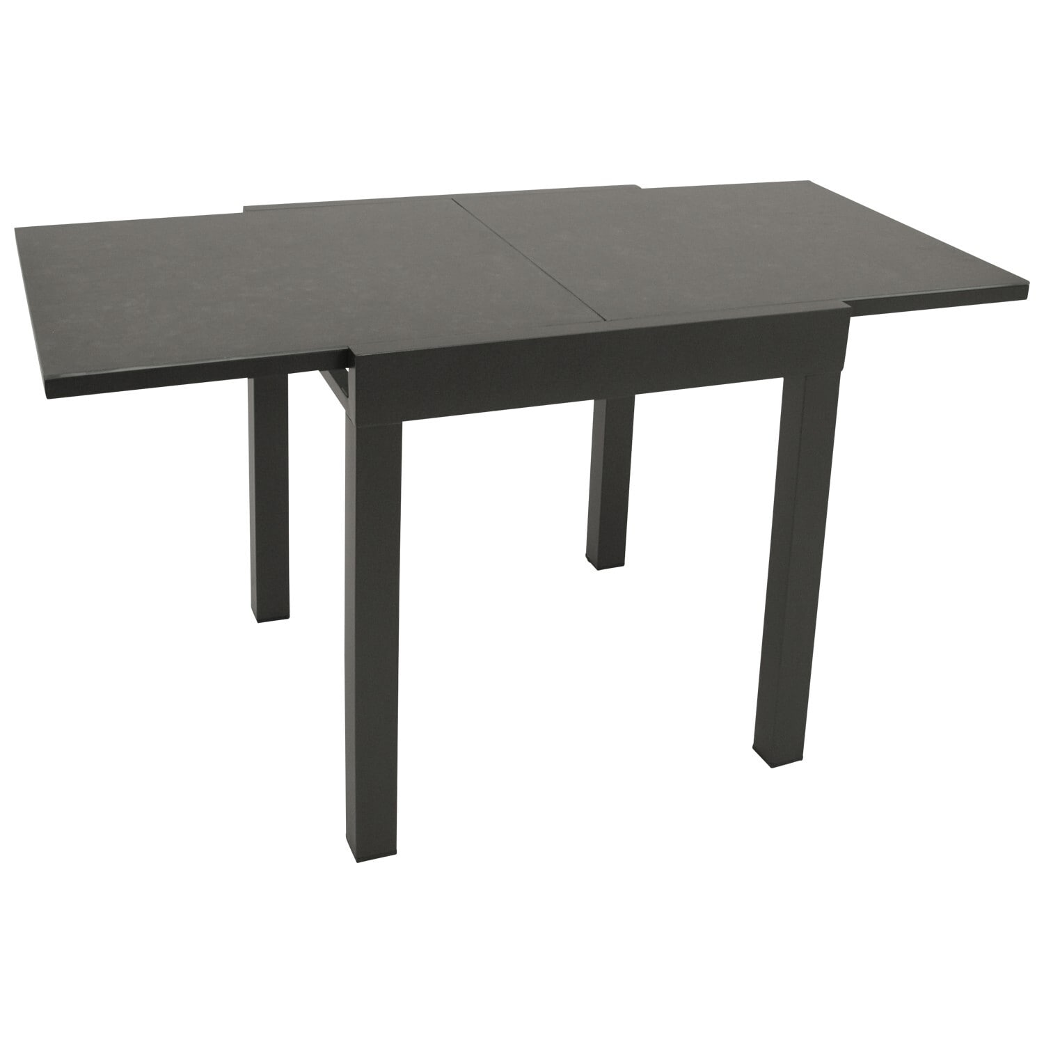 DEGAMO Balkon-Ausziehtisch LIVORNO 70/140x70cm, Aluminium anthrazit + Glas in Keramikoptik dunkelgrau 