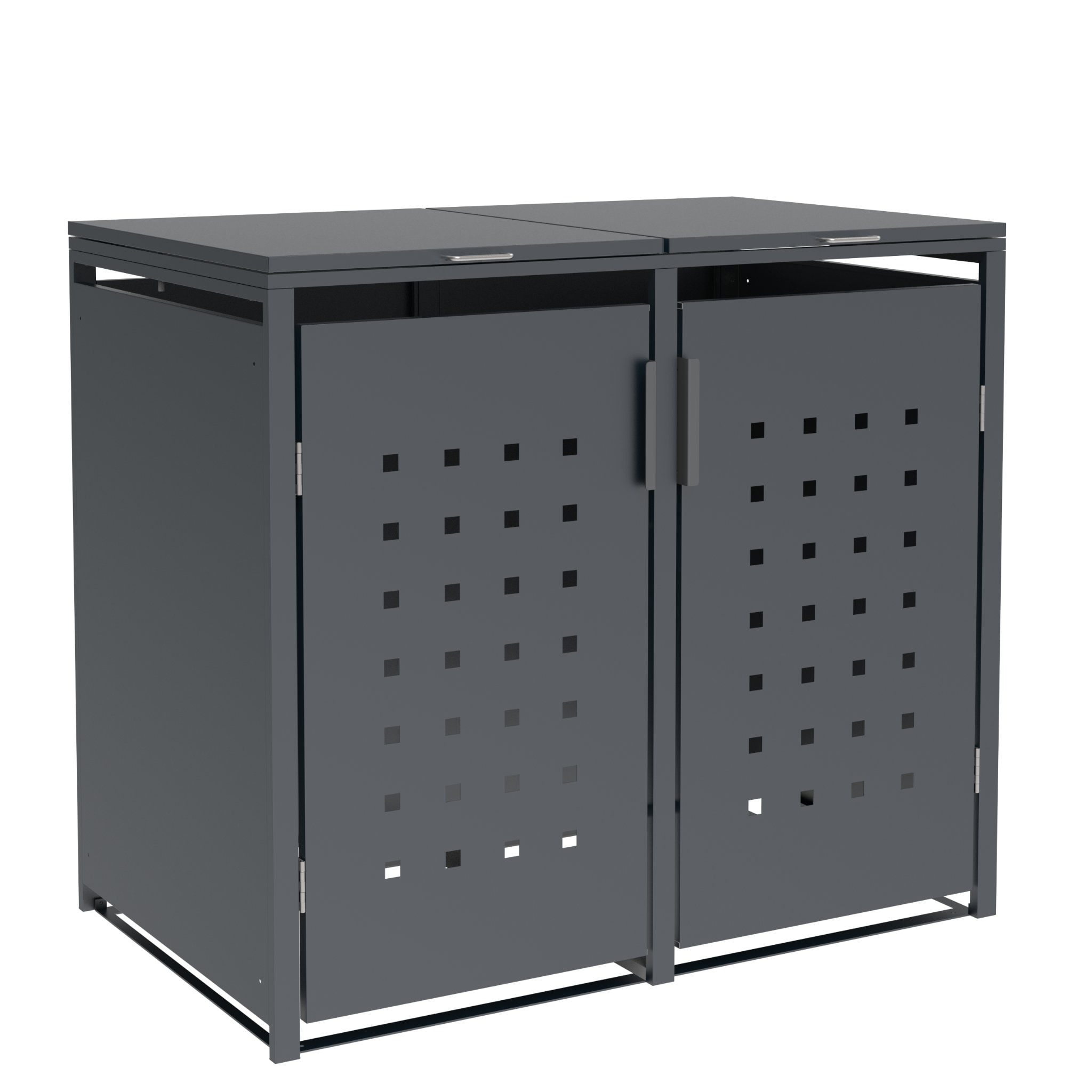 DEGAMO M&uuml;lltonnenbox TRIER 132x80x116cm f&uuml;r 2x Tonnen 120 und 240 Liter, Stahl anthrazit 