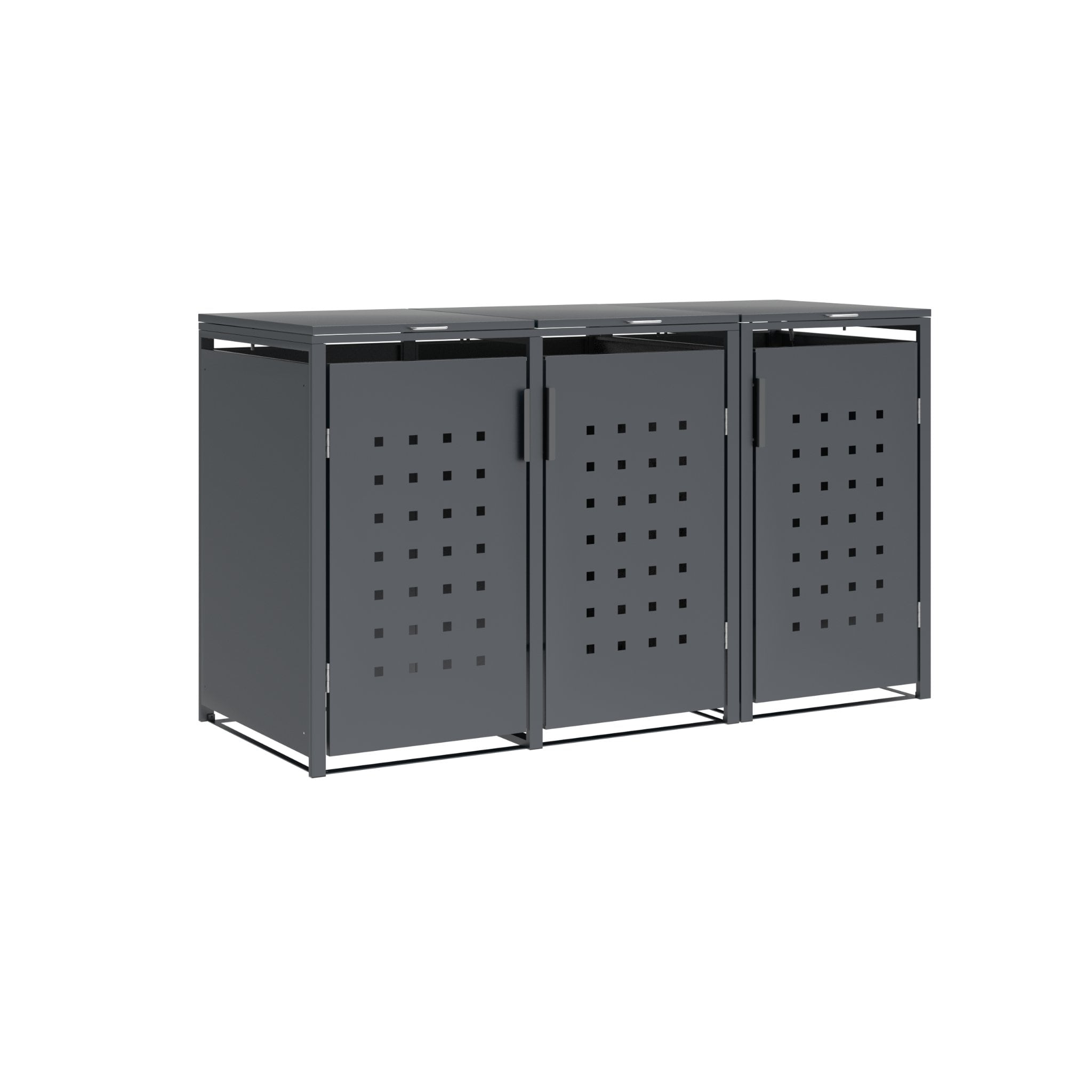 DEGAMO M&uuml;lltonnenbox TRIER 200x80x116cm f&uuml;r 3x Tonnen 120 und 240 Liter, Stahl anthrazit 