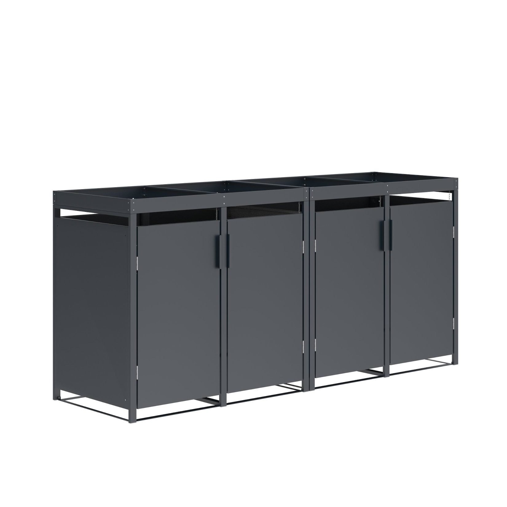 Mülltonnenbox ULM 264x80x124cm mit Pfanzkasten, für 4x Tonnen 120 und 240 Liter, Stahl anthrazit