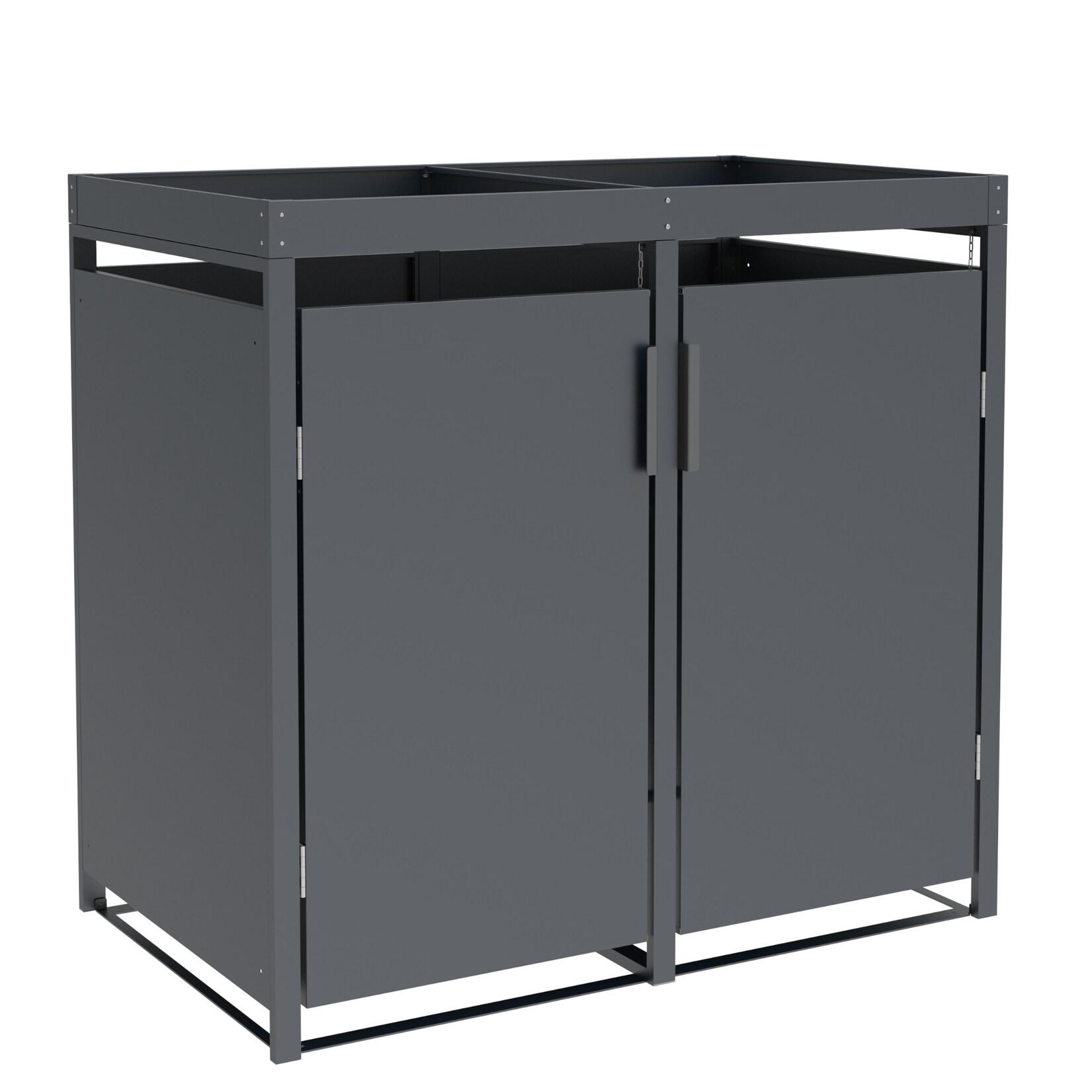 Mülltonnenbox ULM 132x80x124cm mit Pfanzkasten, für 2x Tonnen 120 und 240 Liter, Stahl anthrazit