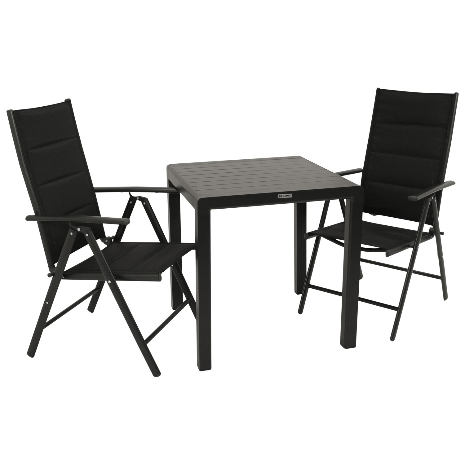 DEGAMO Garnitur PARIS 3-teilig, Alu + Kunstgewebe schwarz 