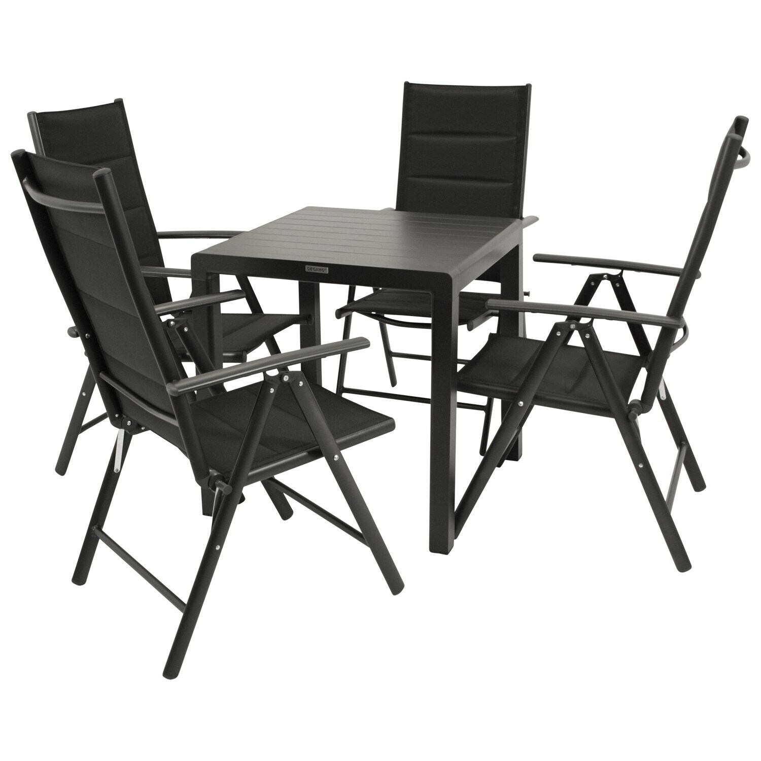 DEGAMO Garnitur PARIS 5-teilig, Alu + Kunstgewebe schwarz 