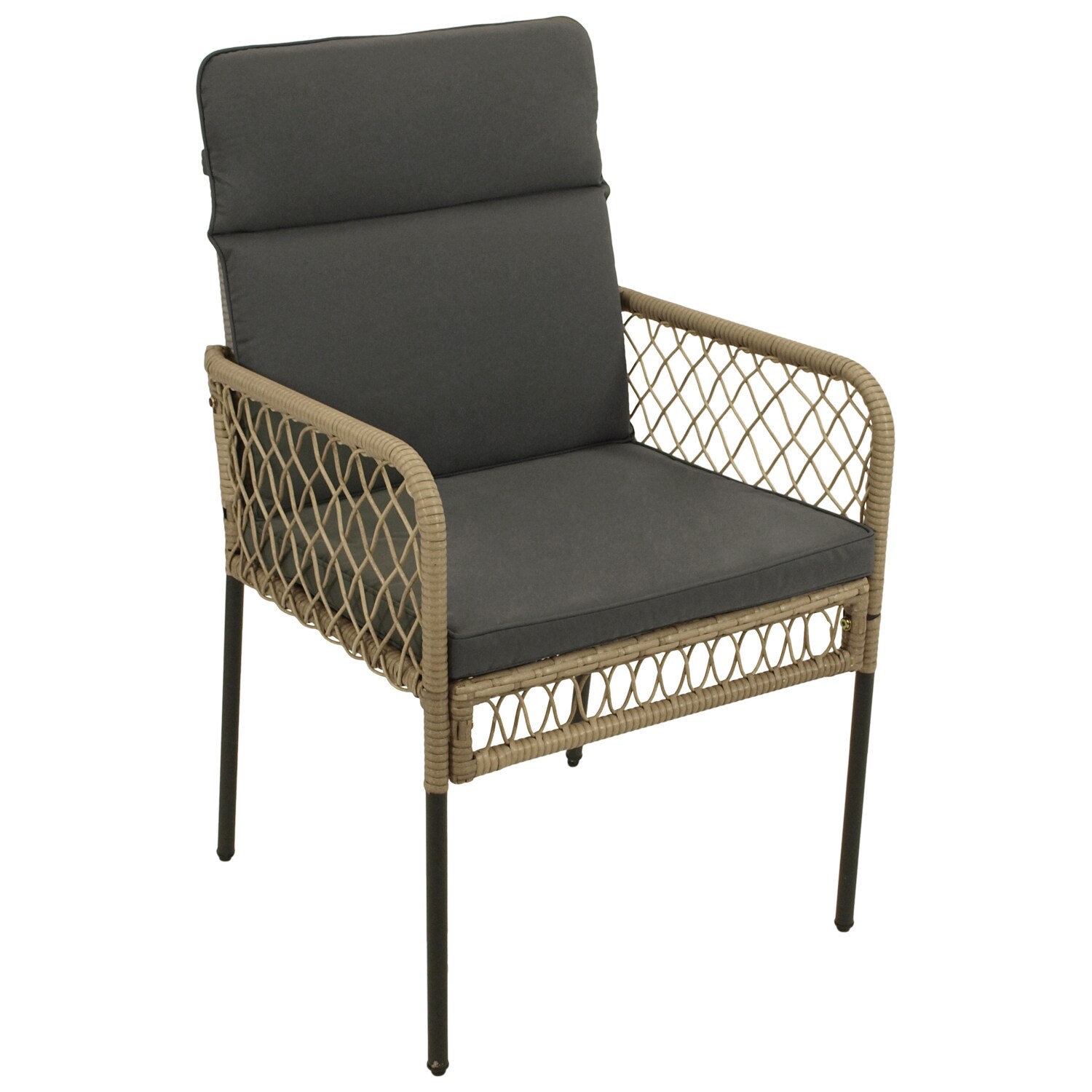 Sessel RAPALLO, Metall + Geflecht naturfarben, mit Polster