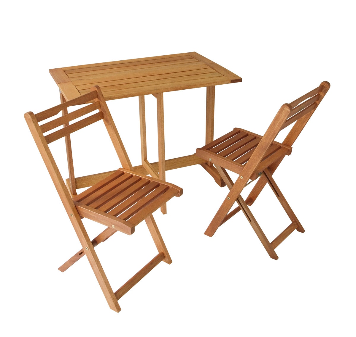 DEGAMO Balkonset PORTO 3-teilig, Eukalyptus ge&ouml;lt, klapbar, FSC&reg;-zertifiziert 