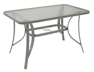 DEGAMO Gartentisch 120x70cm, Metall grau + Glas 