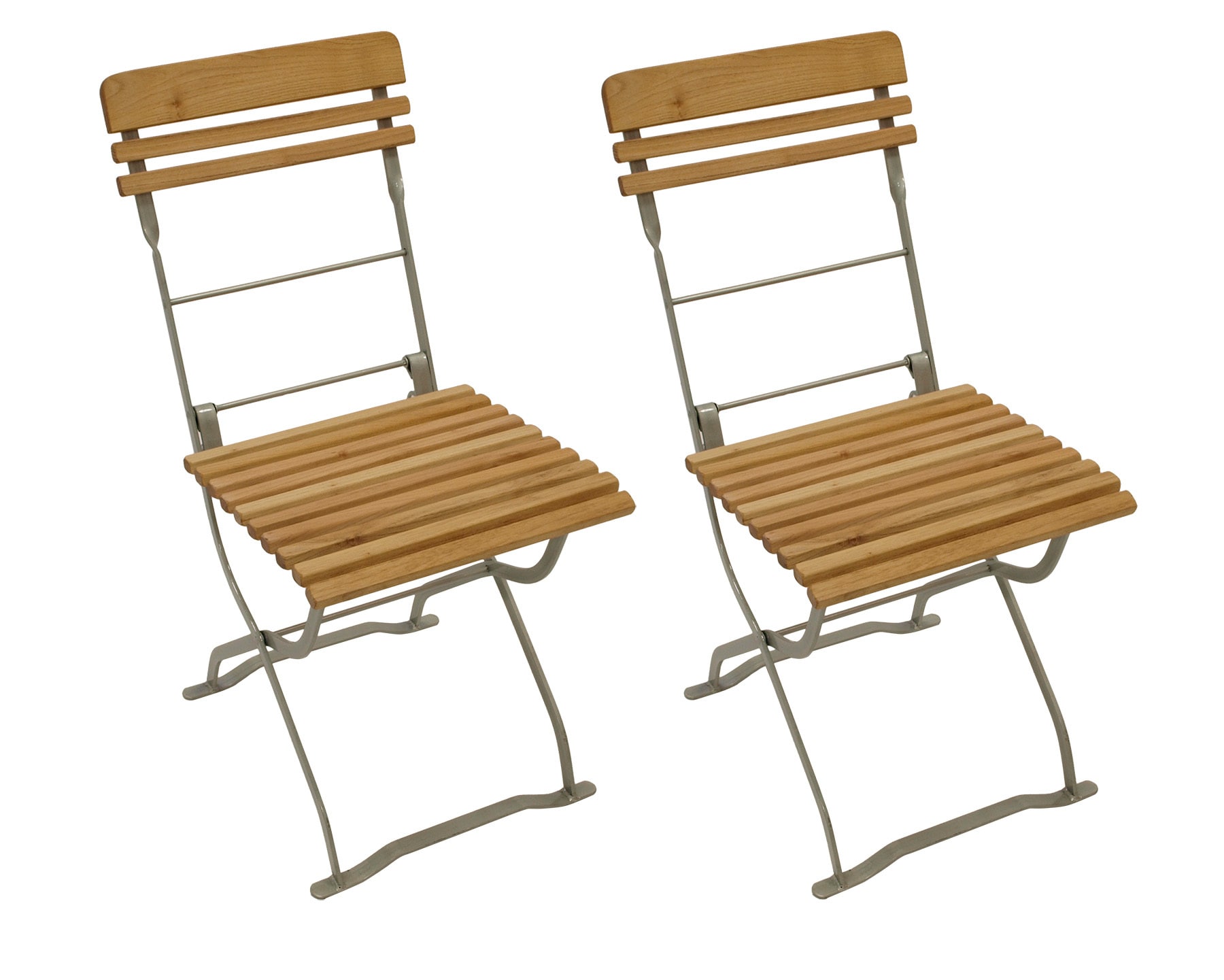 DEGAMO Biergartenstuhl M&Uuml;NCHEN, Flachstahl verzinkt + Robinie, klappbar, 2 St&uuml;ck 