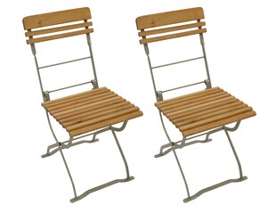 DEGAMO Biergartenstuhl MÜNCHEN, Flachstahl verzinkt + Robinie, klappbar, 2 Stück 