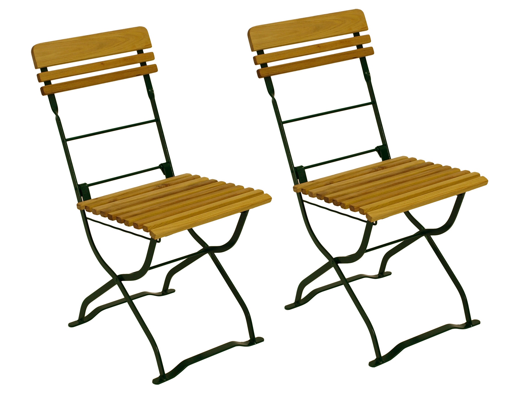 DEGAMO Biergartenstuhl M&Uuml;NCHEN, Flachstahl gr&uuml;n + Robinie, klappbar, 2 St&uuml;ck 