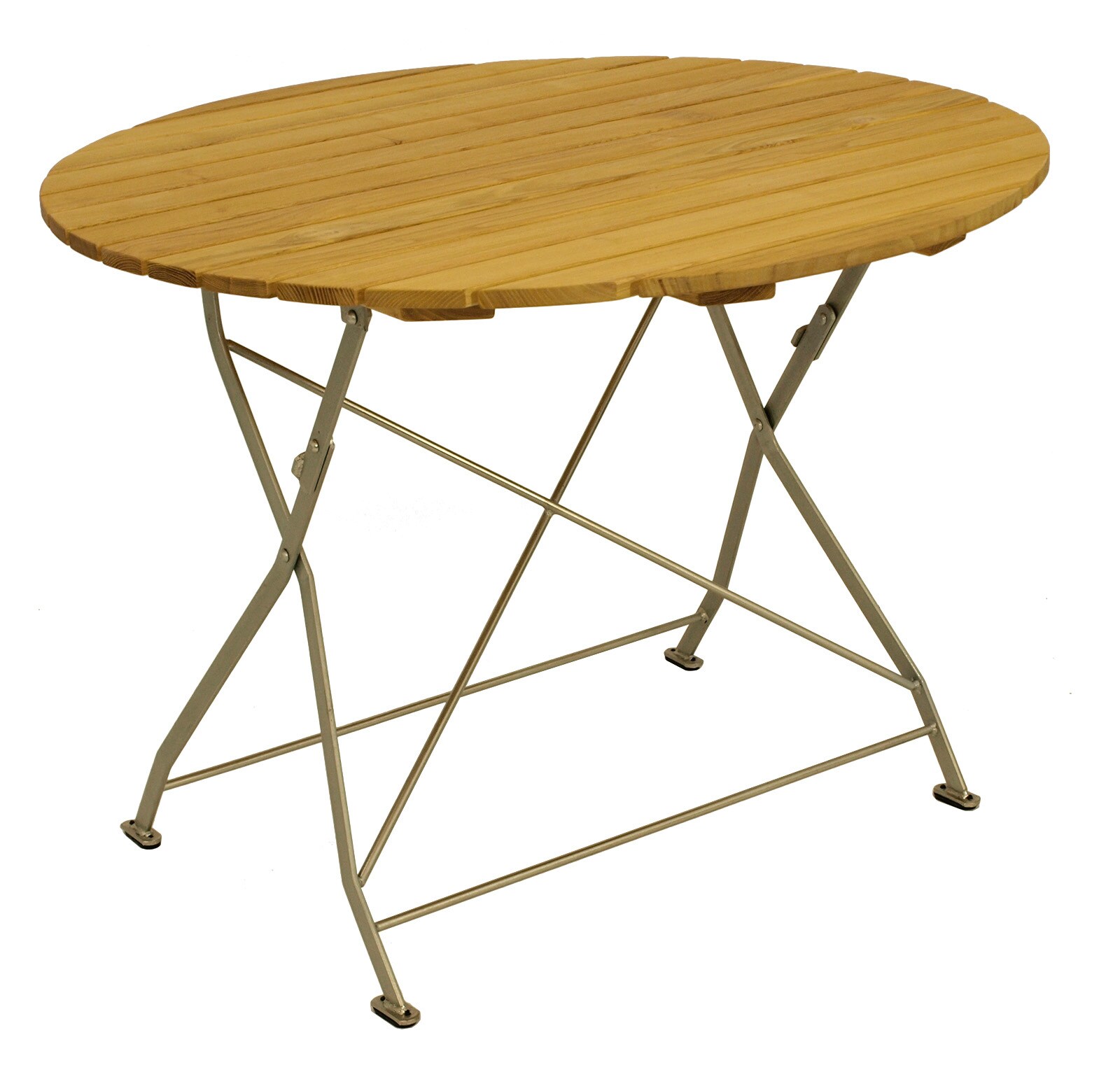 DEGAMO Klapptisch BAD T&Ouml;LZ 100cm rund, Flachstahl verzinkt + Robinie 