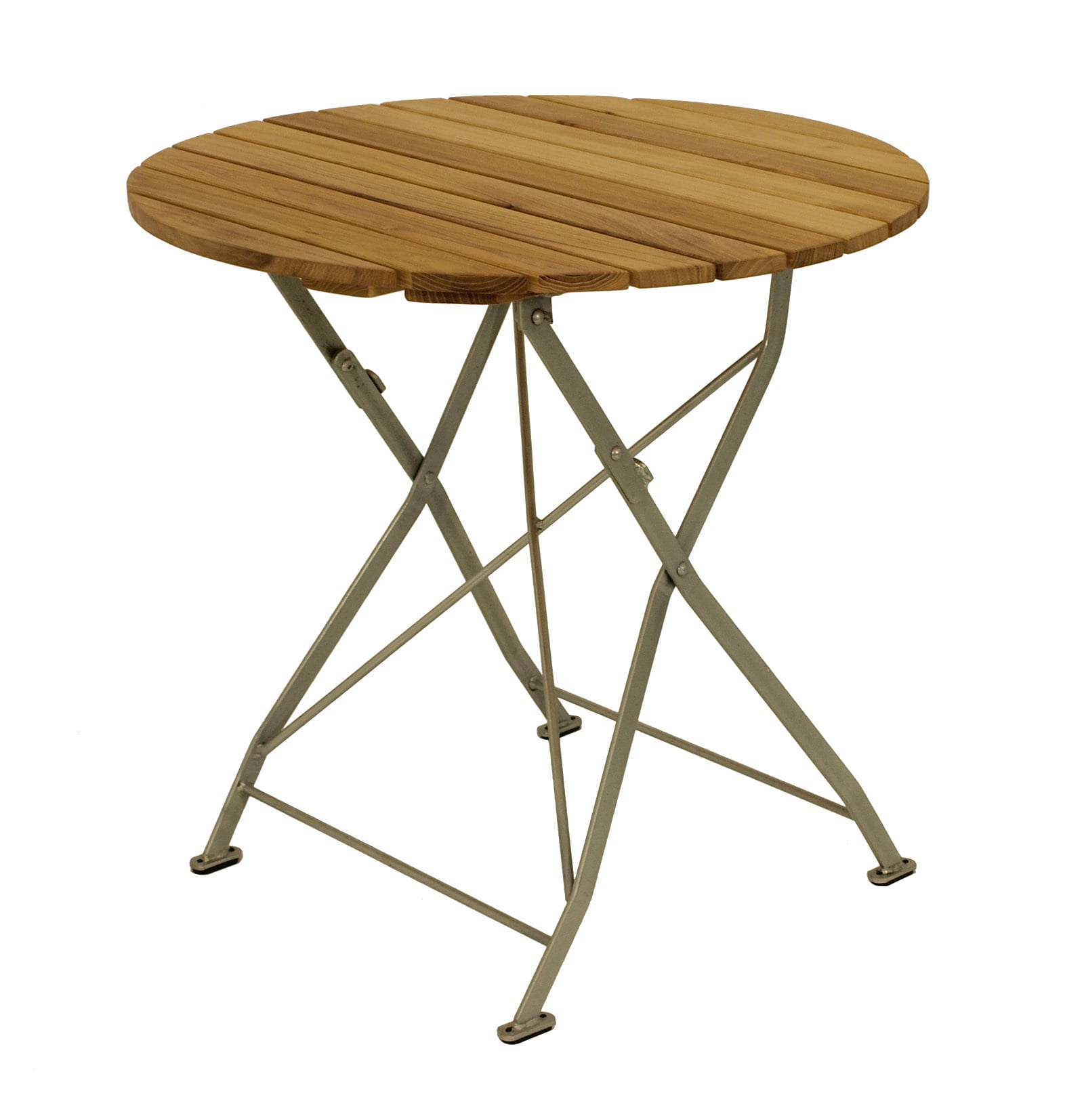 DEGAMO Klapptisch BAD T&Ouml;LZ 77cm rund, Flachstahl verzinkt + Robinie 