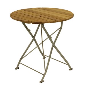 DEGAMO Klapptisch BAD TÖLZ 77cm rund, Flachstahl verzinkt + Robinie 