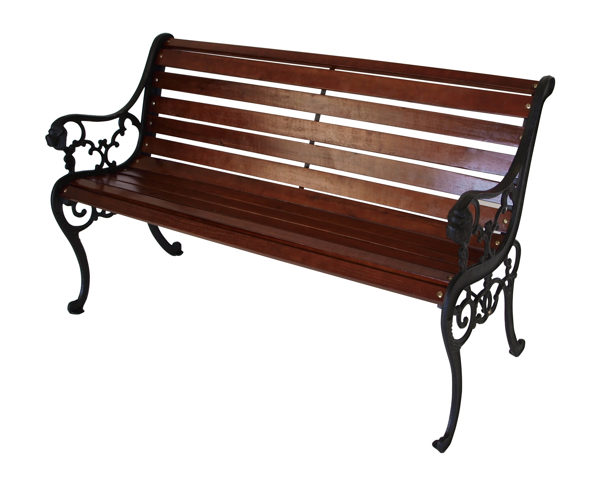 DEGAMO Bank STRASSBURG 2-sitzer, Gusseisen schwarz, Hartholz mahagonifarben 