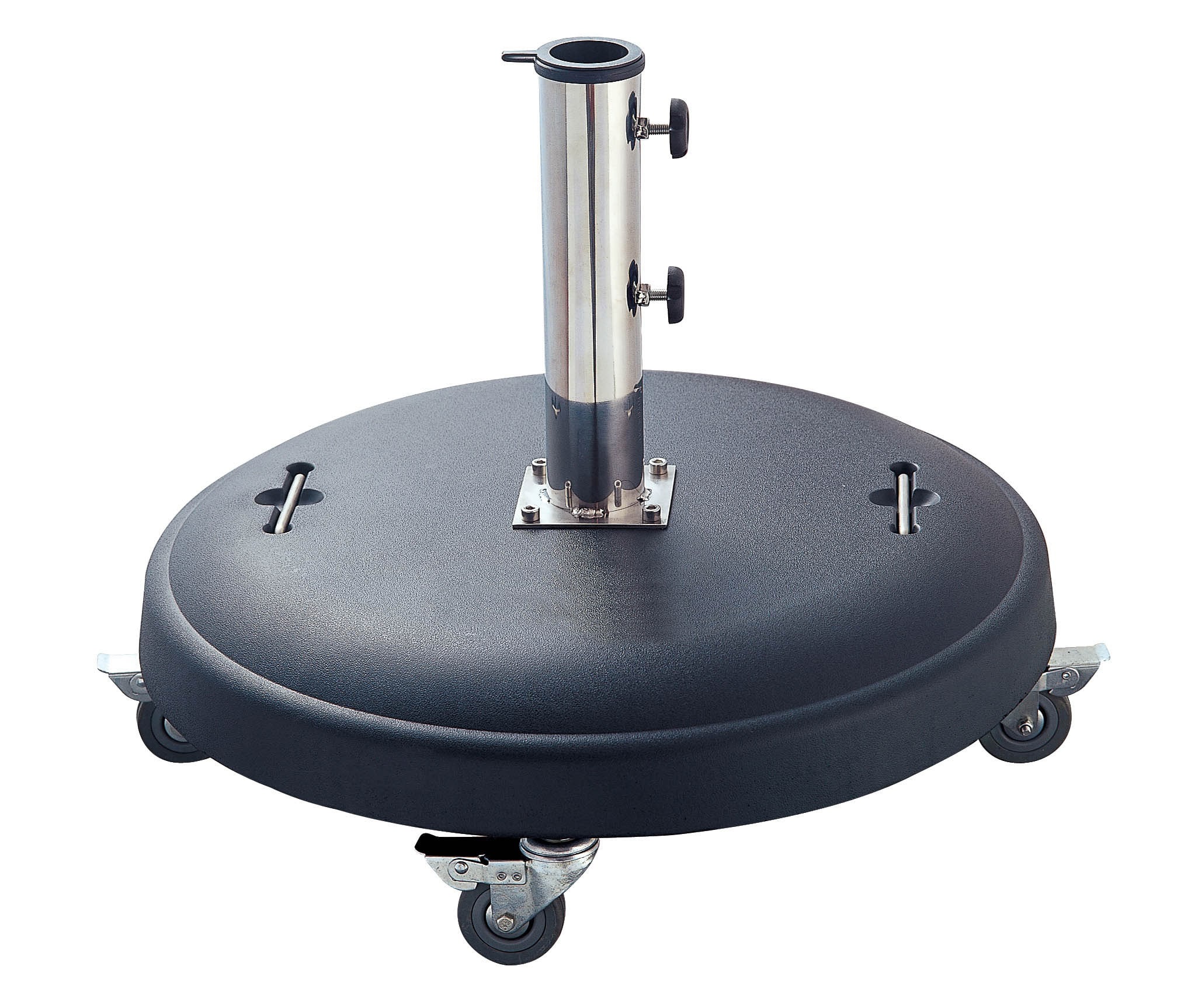 DEGAMO Schirmst&auml;nder 50kg rund, Beton schwarz, mit Rollen 
