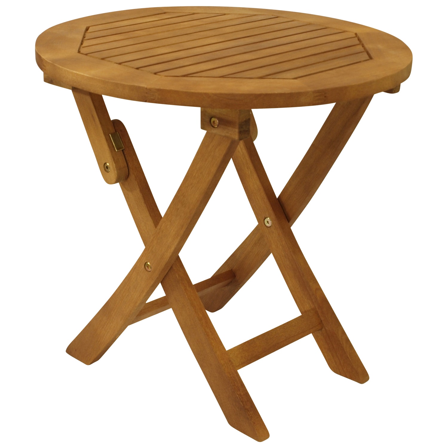 DEGAMO Klapp - Beistelltisch SAIGON 48cm rund, Eukalyptus ge&ouml;lt, 