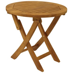 DEGAMO Klapp - Beistelltisch SAIGON 48cm rund, Eukalyptus geölt, 