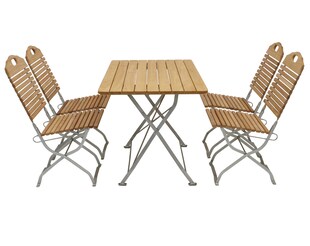 DEGAMO Kurgarten - Garnitur BAD TÖLZ 5-teilig (4x Stuhl, 1x Tisch 70x110cm), Flachstahl verzinkt + Robinie, klappbar 