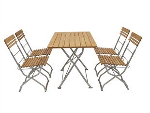 DEGAMO Biergarten - Garnitur MÜNCHEN 5-teilig (4x Stuhl, 1x Tisch 70x110cm), Flachstahl verzinkt + Robinie 