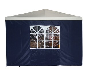 DEGAMO Seitenplane für Pavillon, 3x1,9 Meter, Polyester blau mit Fenster 
