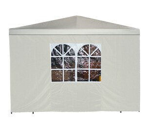 DEGAMO Seitenplane für Pavillon, 3x1,9 Meter, Polyester ecru mit Fenster 