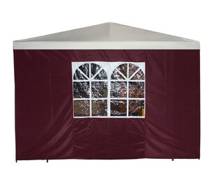 DEGAMO Seitenplane für Pavillon, 3x1,9 Meter, Polyester bordeaux mit Fenster 