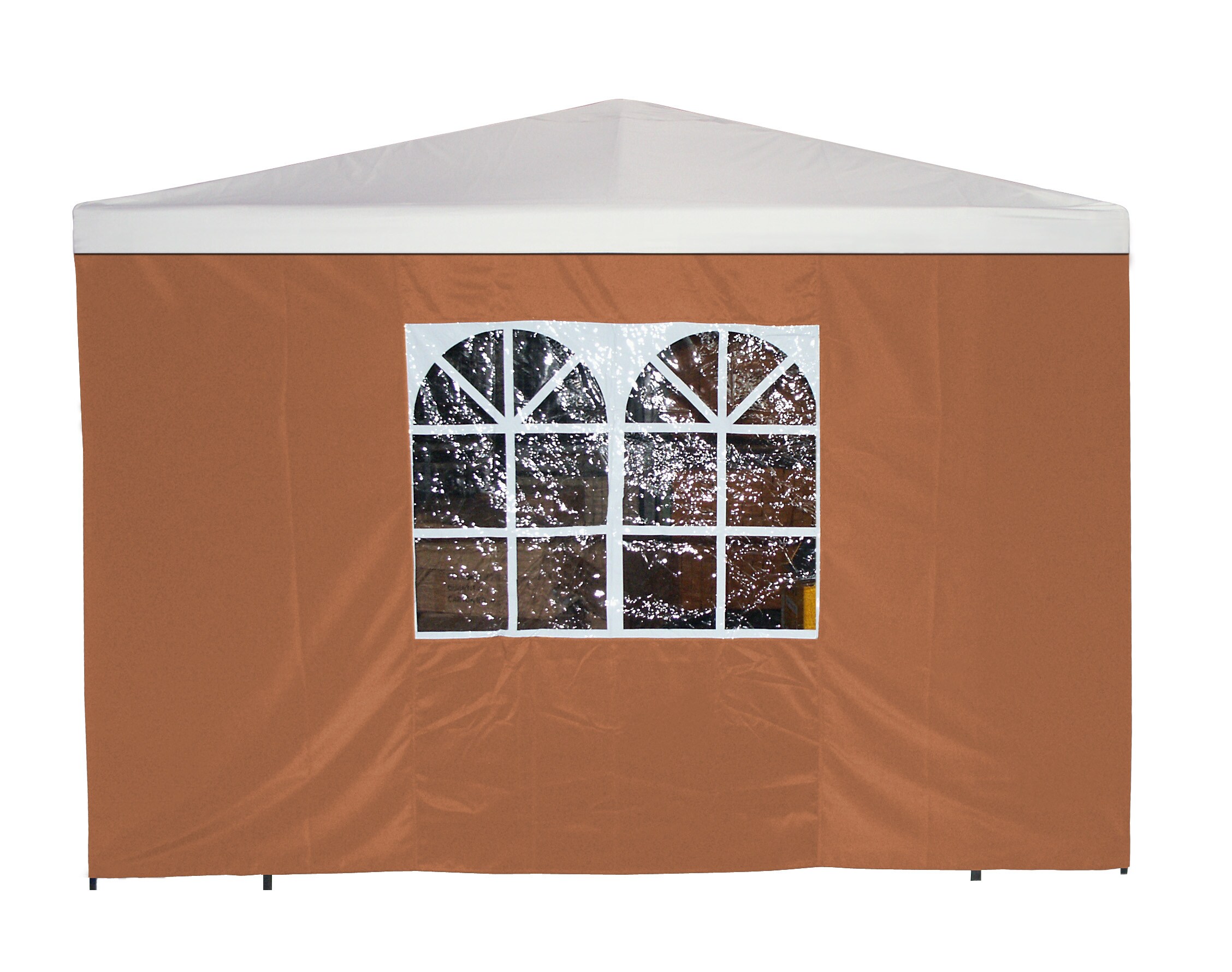 DEGAMO Seitenplane f&uuml;r Pavillon, 3x1,9 Meter, Polyester terracotta mit Fenster 
