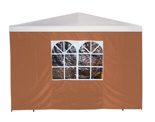 DEGAMO Seitenplane für Pavillon, 3x1,9 Meter, Polyester terracotta mit Fenster 