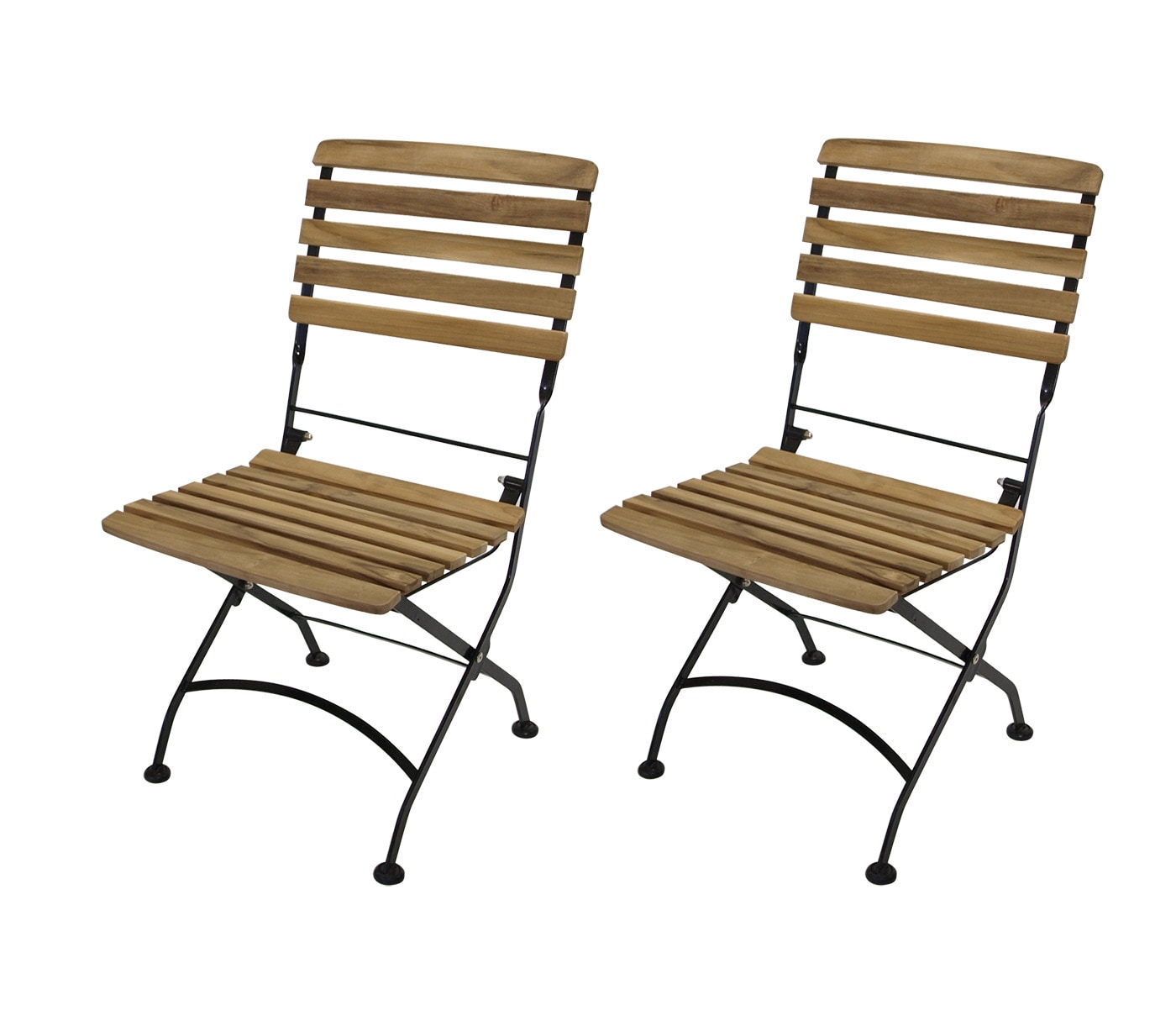 DEGAMO Klappstuhl JAKARTA, Flachstahl schwarz + Teakholz, 2-er Set 