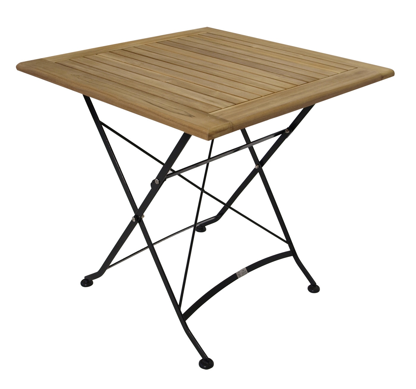 DEGAMO Klapptisch JAKARTA 75x75cm, Flachstahl schwarz + Teakholz 