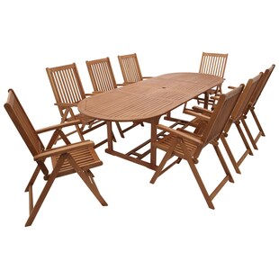 DEGAMO Garnitur LAGO 9-teilig in XL-Ausführung, Eukalyptus geölt 