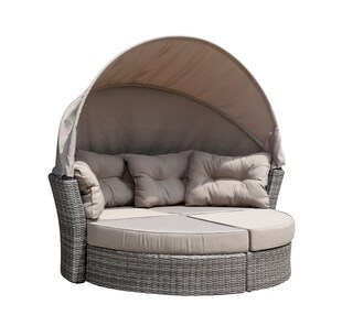 DEGAMO Relaxinsel MARBELLA, Alu + Polyrattan grau bicolor, Polster taupe 