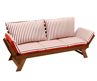 DEGAMO Liegesofa TIROL 202cm, Eukalyptus geölt, Wendeauflage Auflage rot beige 