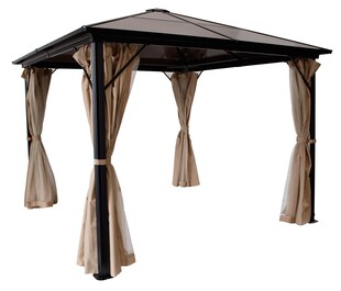 DEGAMO Pavillon MONTREAL 3x3 Meter, Aluminium schwarz, Dach aus PC-Kunststoff 