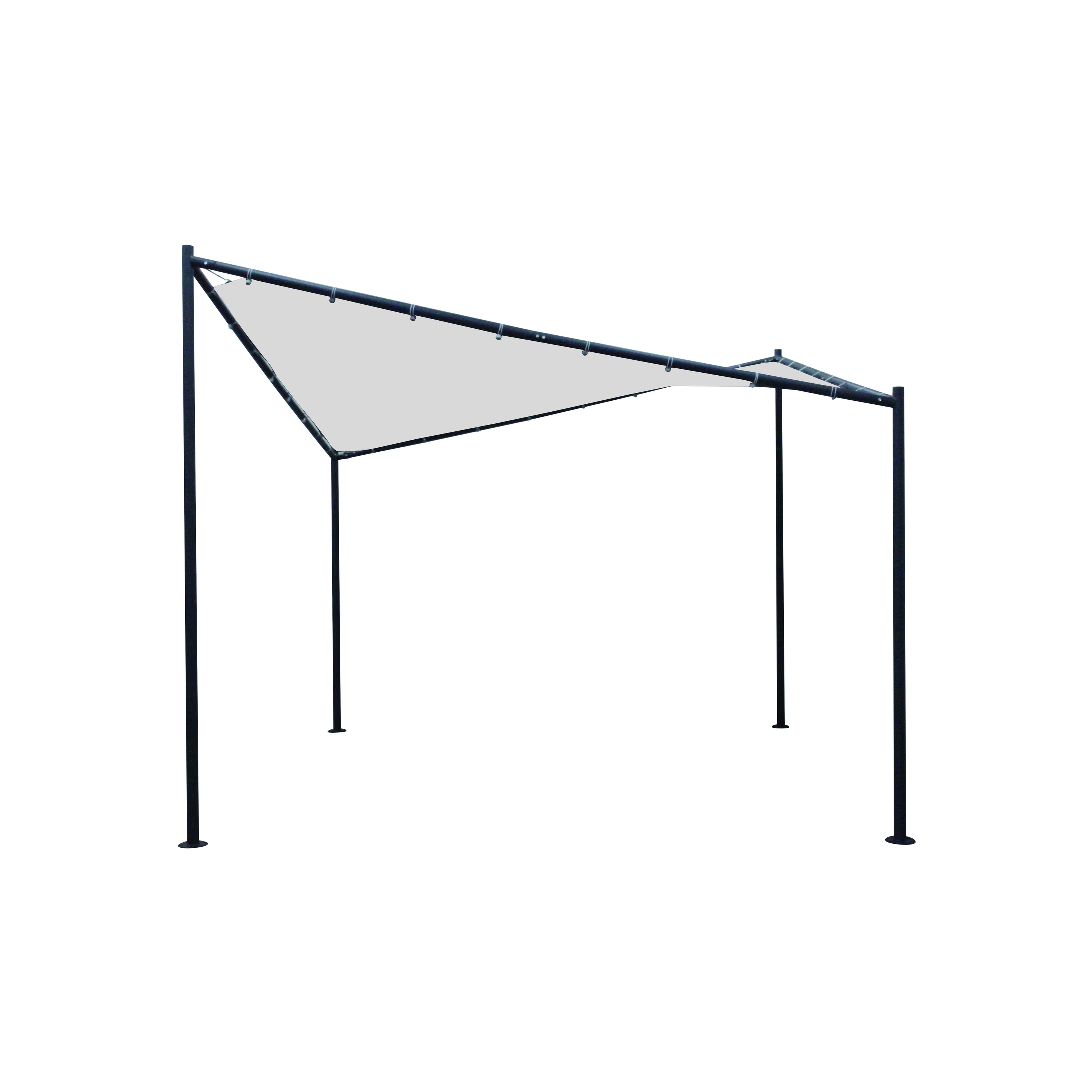 DEGAMO Sonnensegel Pavillon ORLANDO 3,5x3,5  Meter mit Plane PVC-bechichtet weiss 
