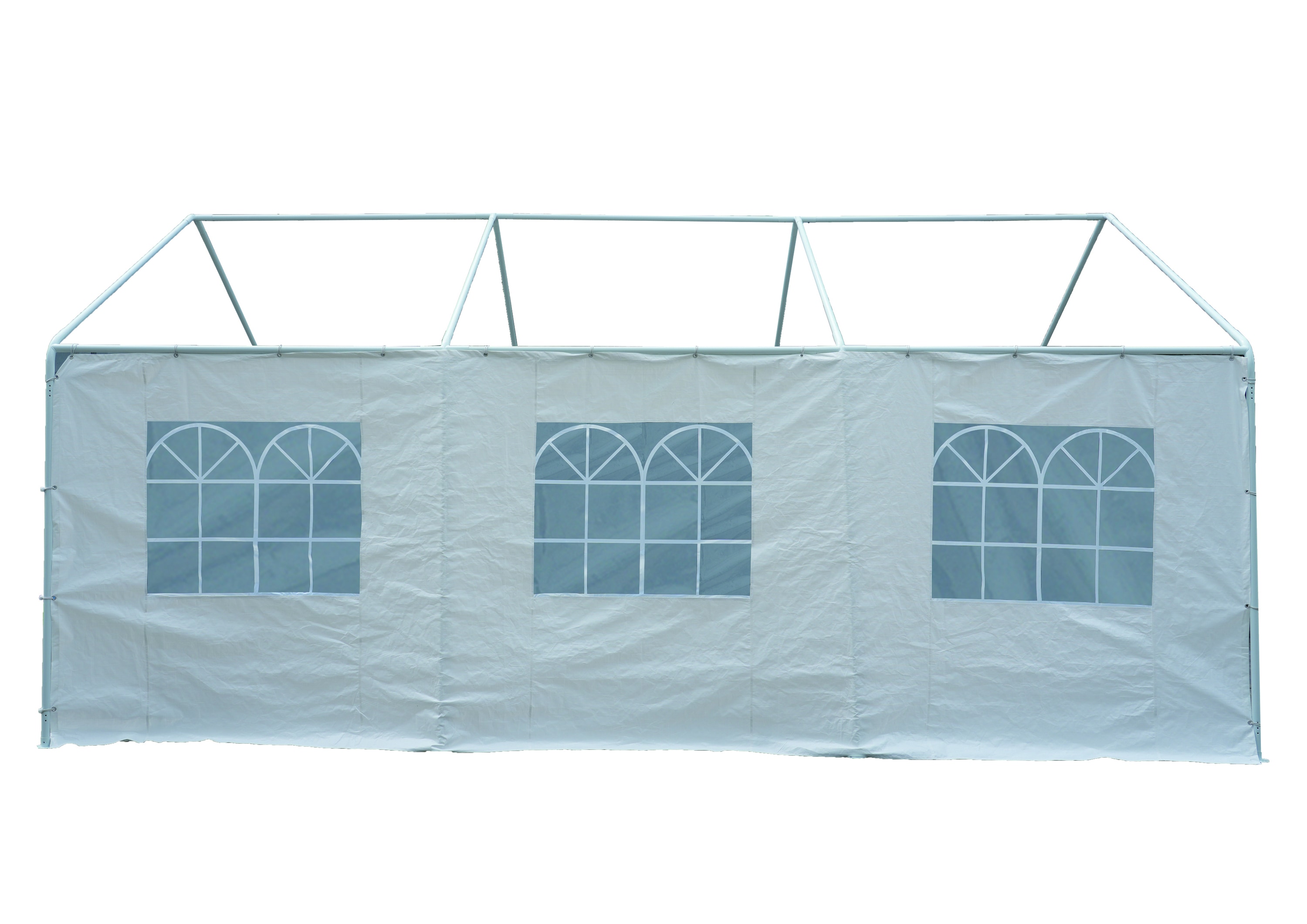 DEGAMO Seitenplane f&uuml;r Partyzelt, L&auml;nge 6 Meter, PE wei&szlig; mit Fenstern 