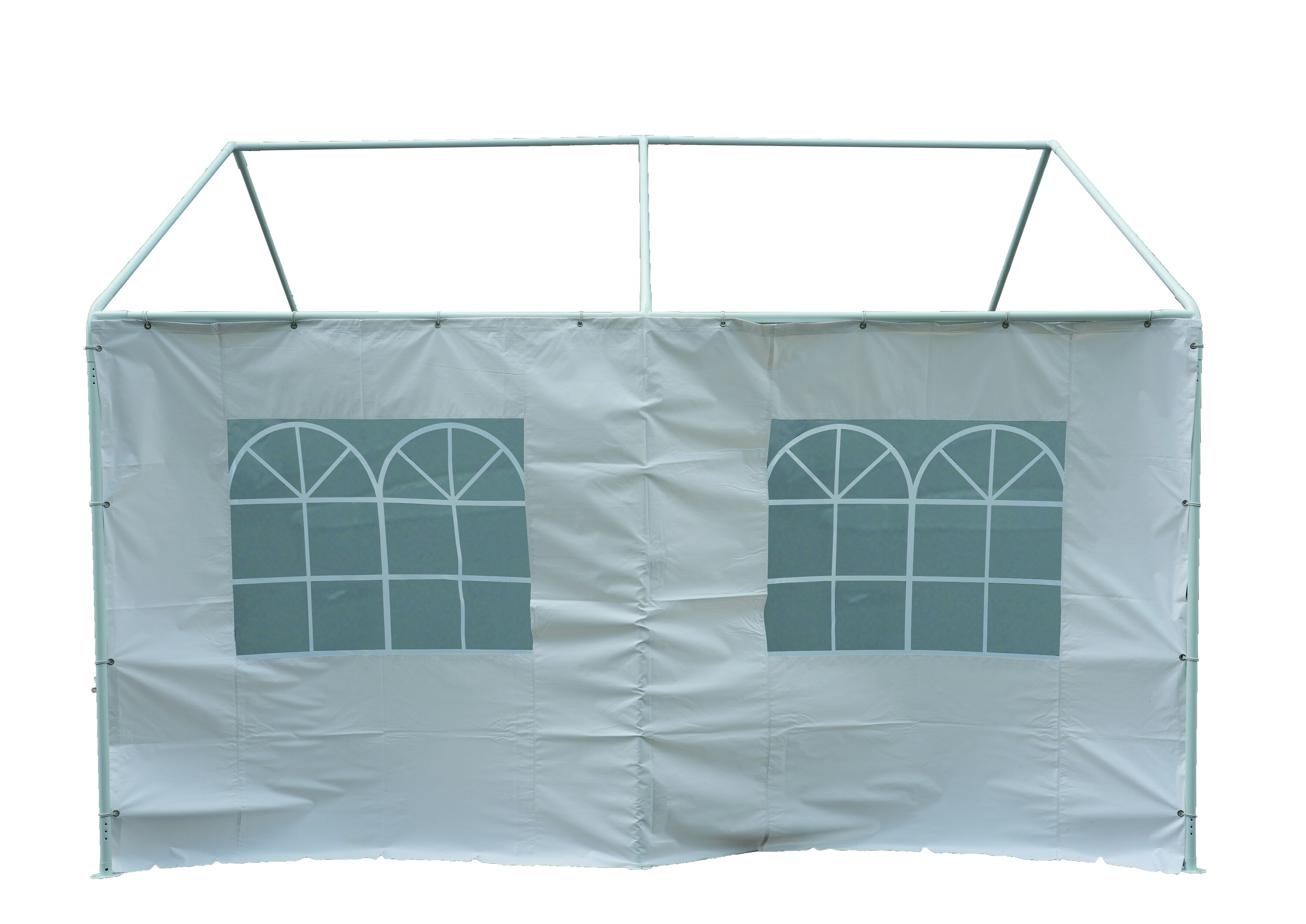 DEGAMO Seitenplane f&uuml;r Partyzelt, L&auml;nge 4 Meter, PVC wei&szlig; mit Fenstern 