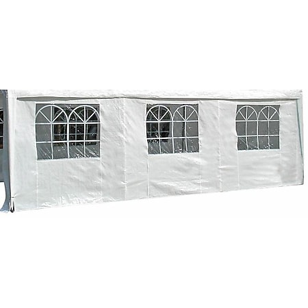 DEGAMO Seitenplane für Partyzelt, Länge 6 Meter, PVC weiß mit Fenstern 