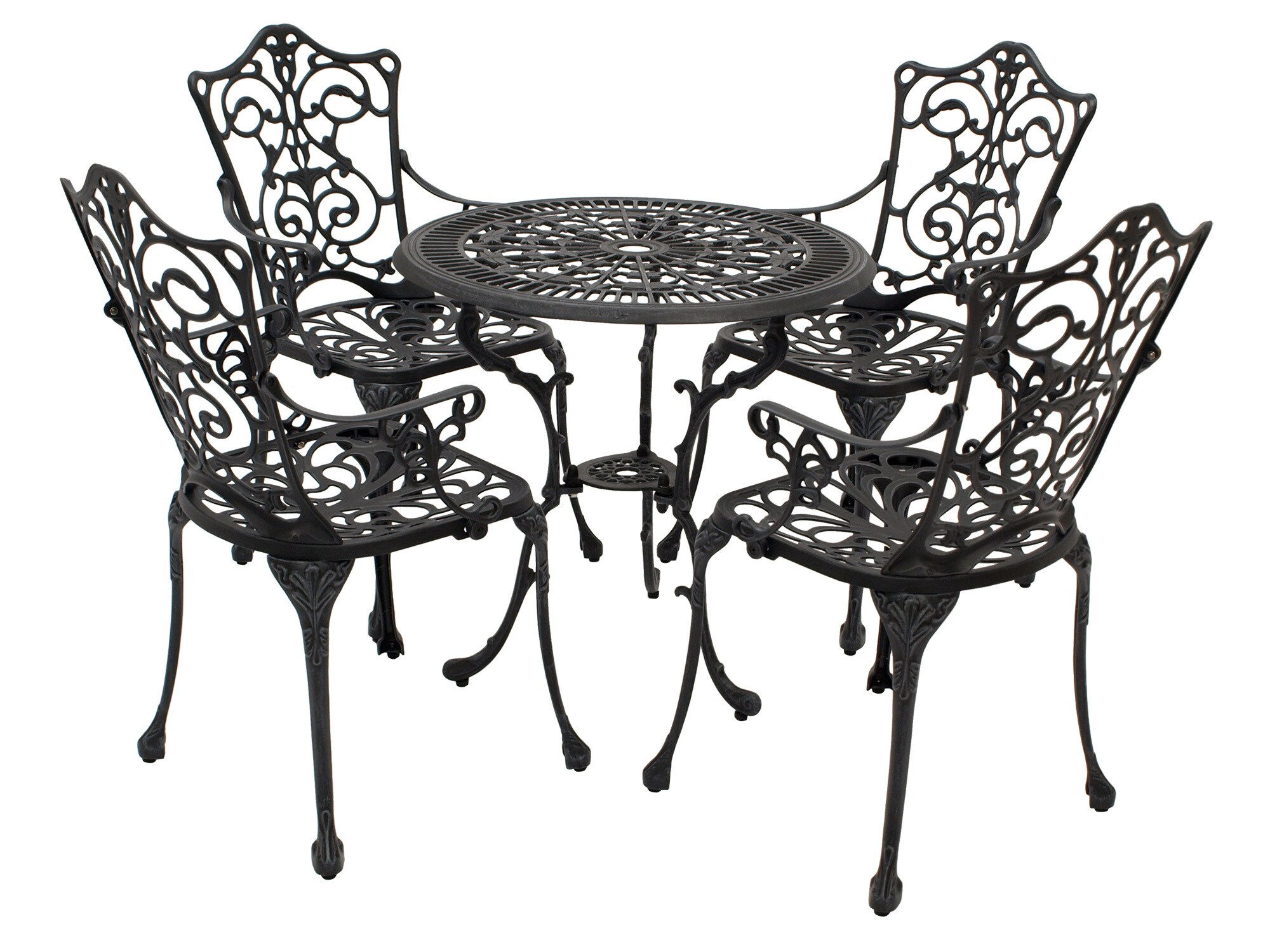 DEGAMO Bistroset Jugendstil 5-teilig, Aluguss grau antik 