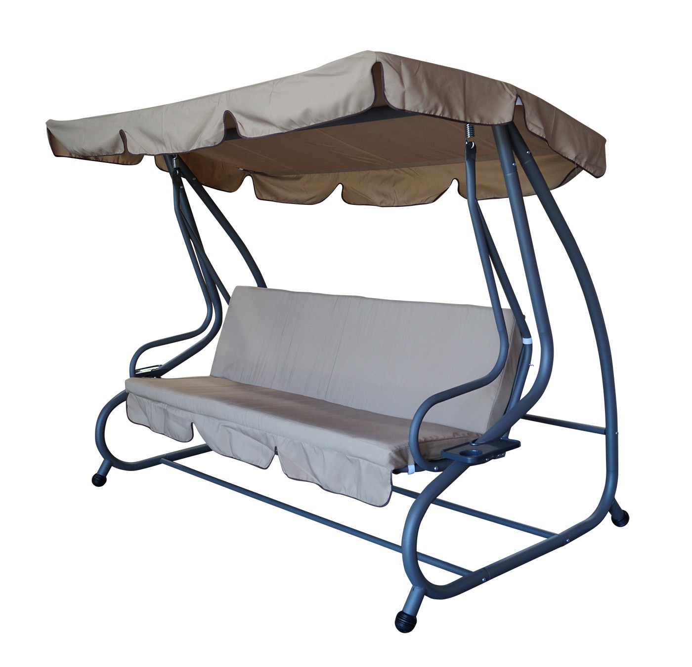 DEGAMO Hollywoodschaukel MIAMI 4-sitzer, grau / creme, Liegefunktion, incl. Abdeckhaube 