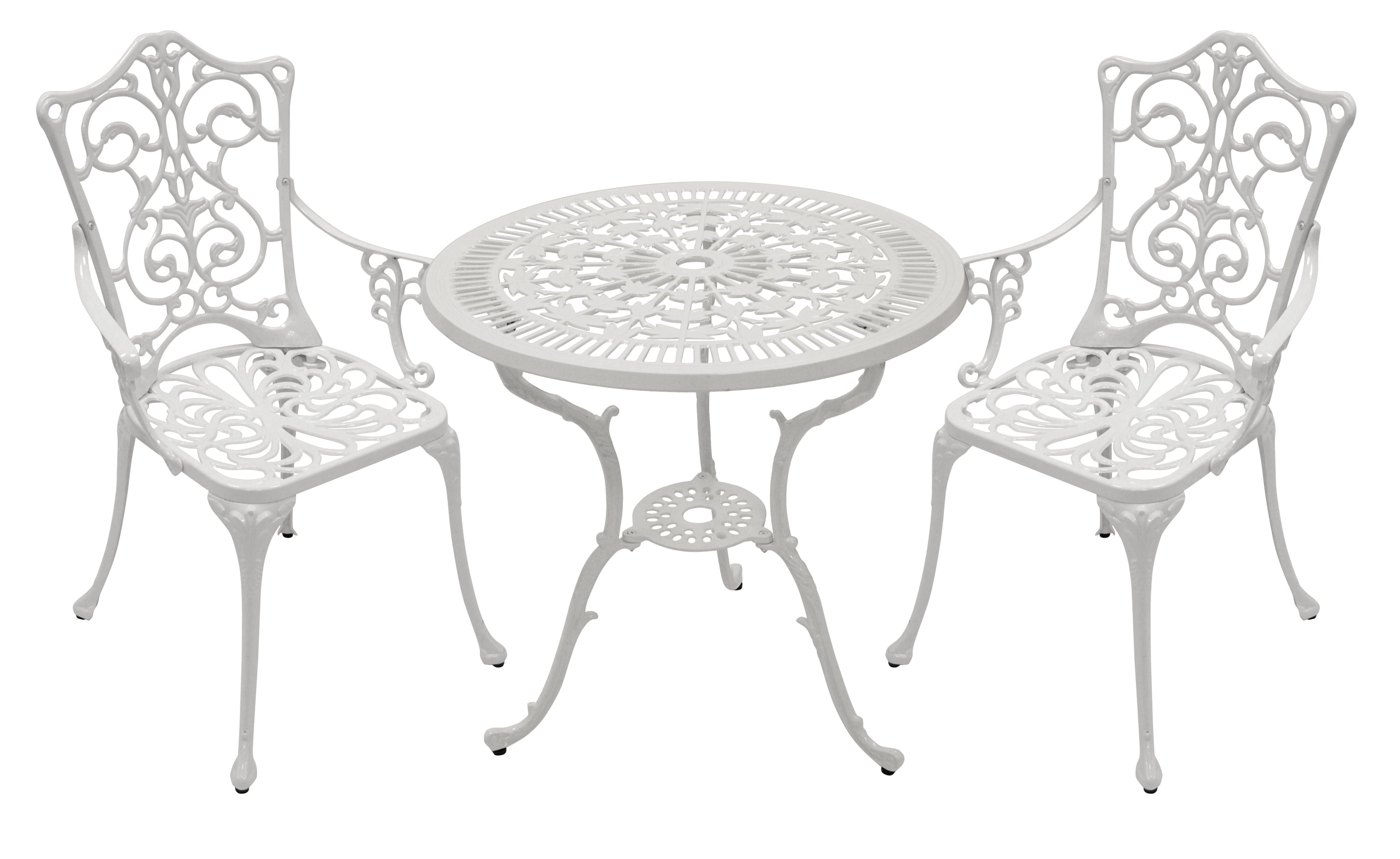 DEGAMO Bistroset Jugendstil 3-teilig, Aluguss weiss 