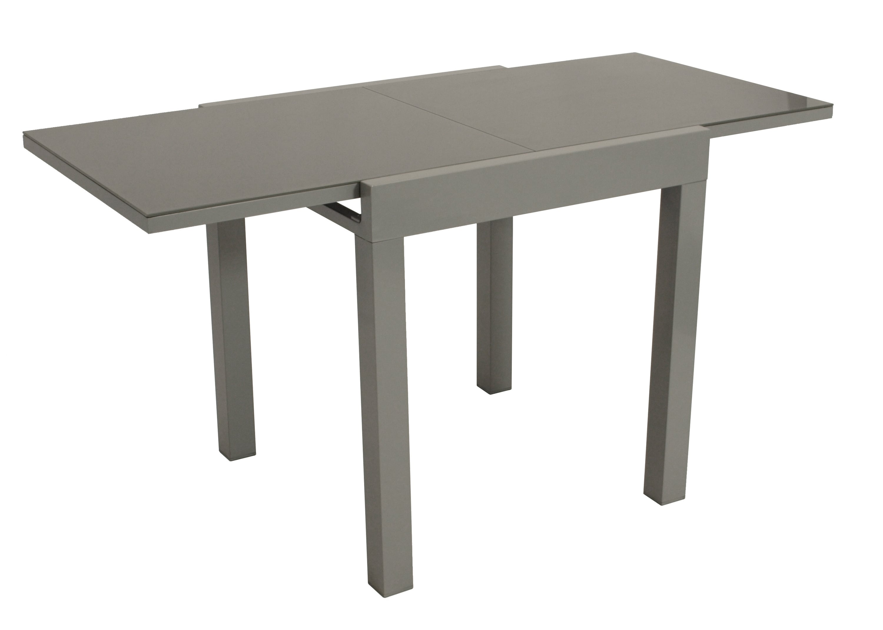 DEGAMO Balkon-Ausziehtisch MARINA 70/140x70cm, Aluminium silbergrau + Glas grau 