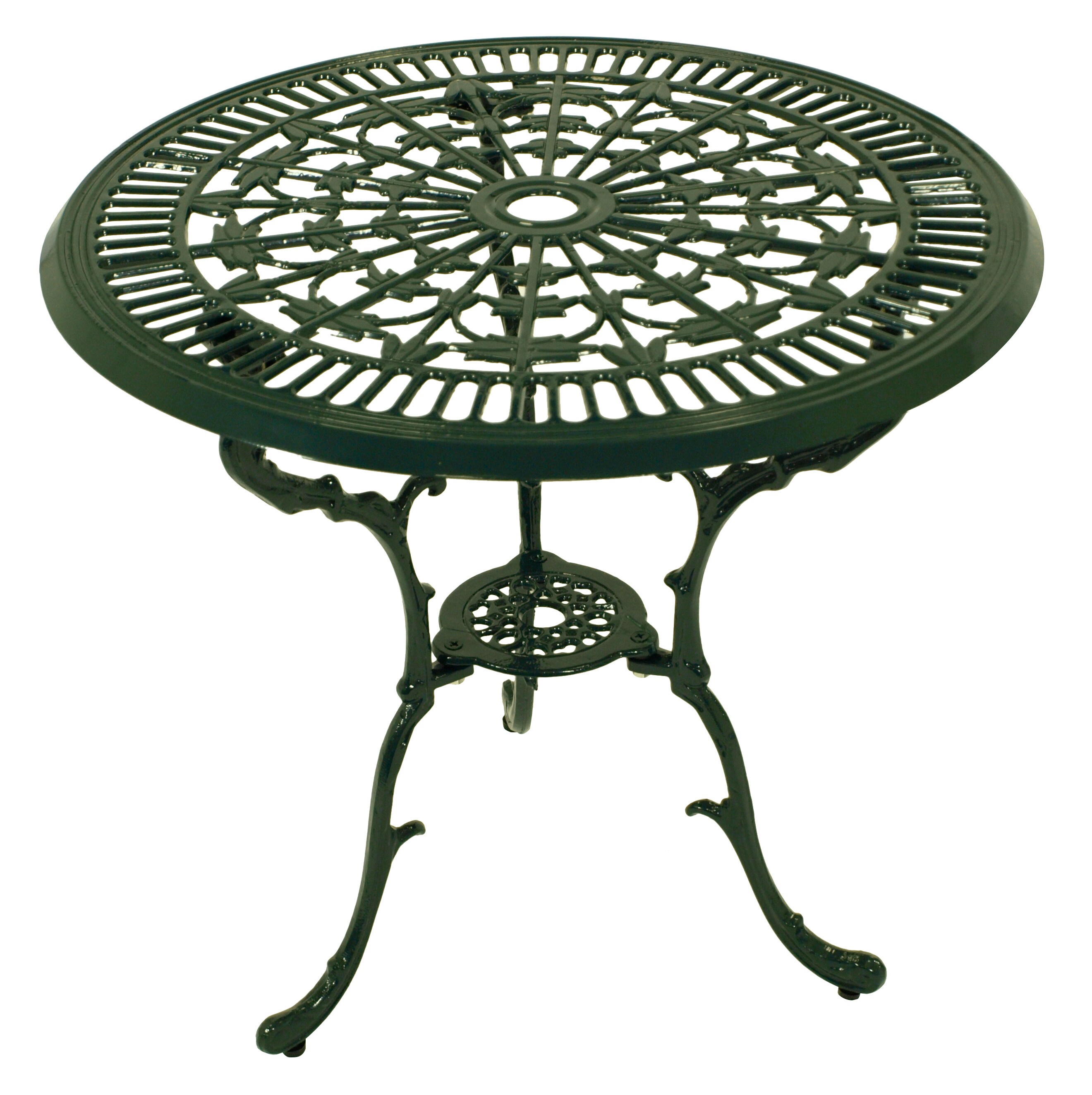 DEGAMO Tisch in Jugendstil Optik 70cm rund, Aluguss dunkelgr&uuml;n 