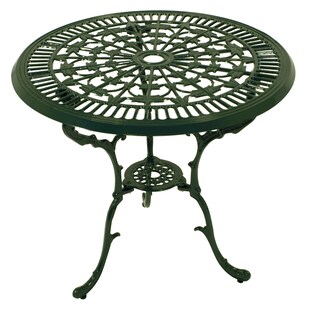 DEGAMO Tisch in Jugendstil Optik 70cm rund, Aluguss dunkelgrün 