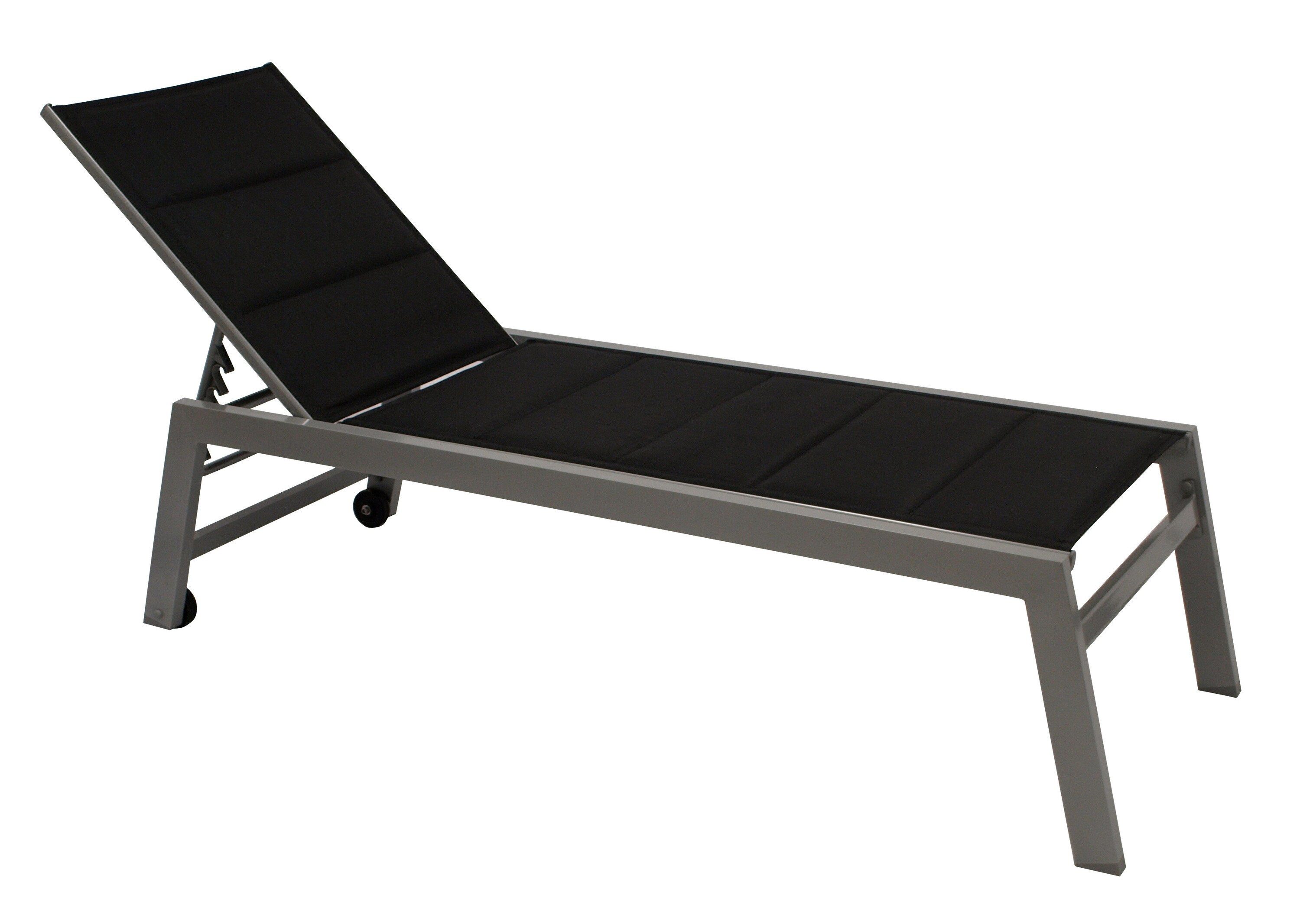 DEGAMO Rollenliege GIRONA extra hoch, Aluminium silber + Textilgewebe gepolstert schwarz 