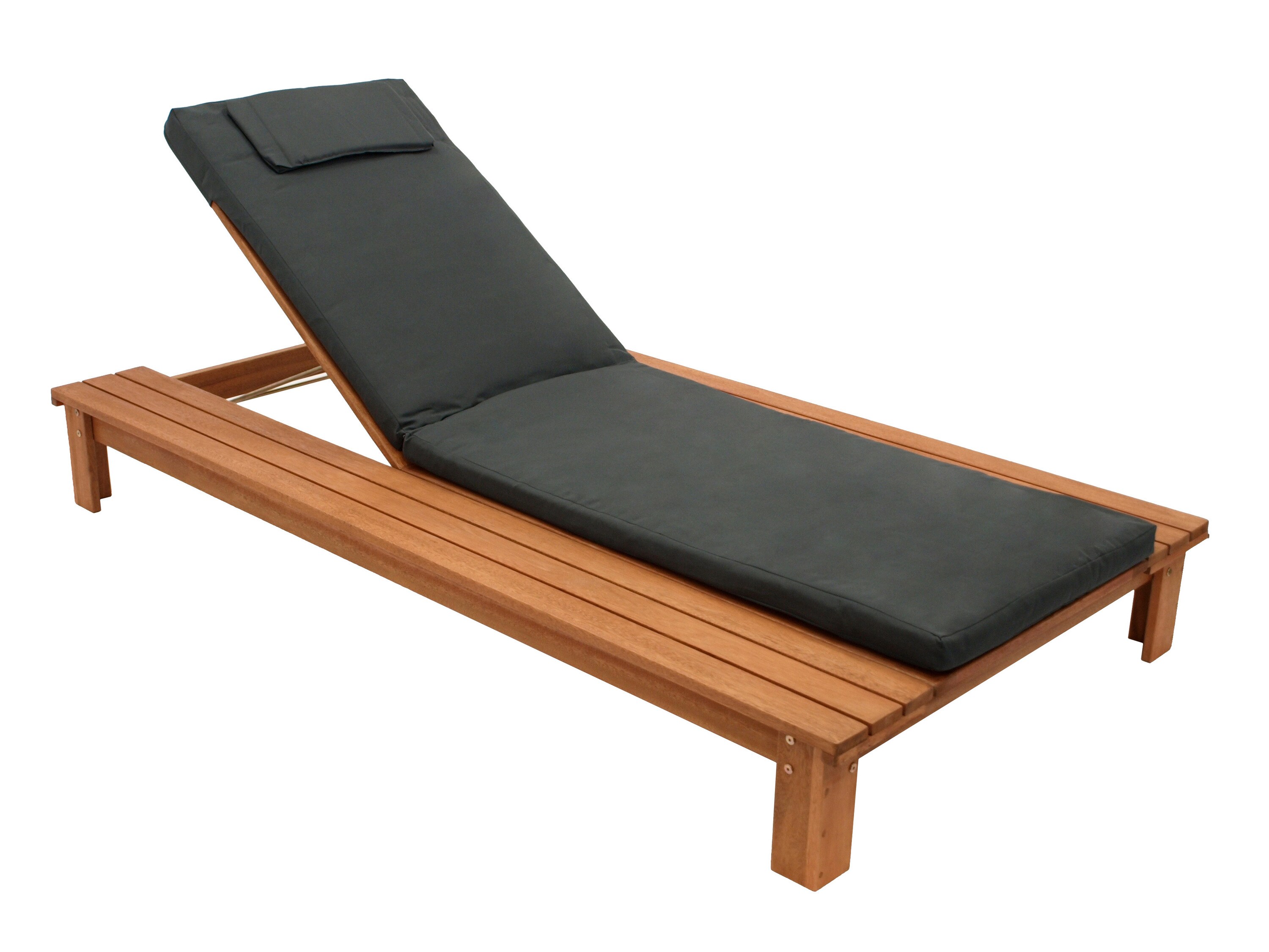 DEGAMO Gartenliege CANCUN, Eukalyptus ge&ouml;lt, mit Auflage dunkelgrau 